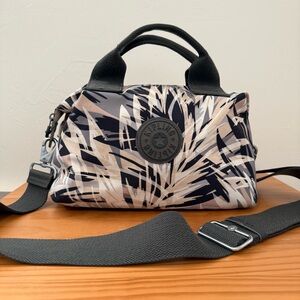 Kipling Kala Mini Handbag Urban Palm Print Black, Grey & Tan